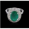 Image 1 : 14KT White Gold 2.87ct Emerald and Diamond Ring