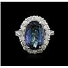 Image 1 : 14KT White Gold 4.44ct Tanzanite and Diamond Ring