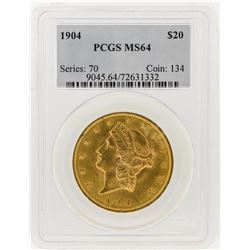 1904 PCGS MS64 $20 Liberty Head Double Eagle Gold Coin