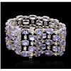 Image 2 : 14KT White Gold 48.00ctw Tanzanite and Diamond Bracelet