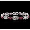 Image 2 : 14KT White Gold 3.29ctw Ruby and Diamond Bracelet