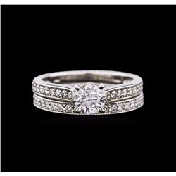 1.15ctw Diamond Wedding Ring Set - 14KT White Gold