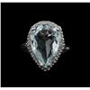 Image 1 : 5.70ct Aquamarine and Diamond Ring - 14KT White Gold