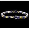 Image 2 : 14KT White Gold 14.97ctw Blue and Yellow Sapphire Bracelet