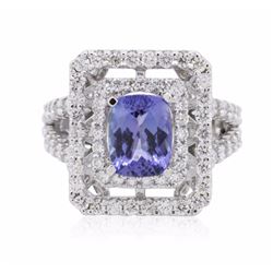 14KT White Gold 2.19ct Tanzanite and Diamond Ring