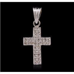 14KT White Gold 0.30ctw Diamond Cross Pendant