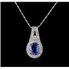 Image 1 : 14KT White Gold 2.24ct Tanzanite and Diamond Pendant With Chain