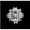 Image 1 : 14KT White Gold 4.60ct Aquamarine and Diamond Ring
