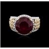 Image 1 : 14KT Two-Tone Gold 9.57ct Ruby and Diamond Ring