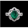 Image 1 : 14KT White Gold 2.30ct Emerald and Diamond Ring