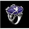 Image 3 : 46.32ct Tanzanite and Diamond Ring - 18KT White Gold