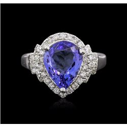 14KT White Gold 2.90ct Tanzanite and Diamond Ring