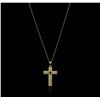 Image 1 : 14KT Yellow Gold 0.25ct Sapphire Cross Pendant With Chain
