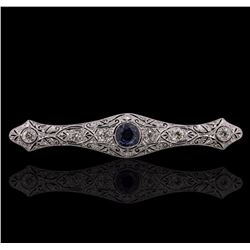 18KT White Gold 1.58ct Sapphire and Diamond Brooch