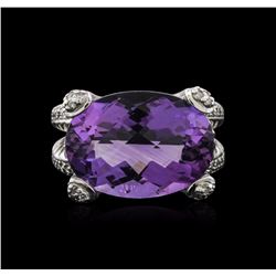 14KT White Gold 11.71ct Amethyst and Diamond Ring