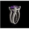 Image 3 : 14KT White Gold 11.71ct Amethyst and Diamond Ring