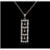 Image 2 : 18KT White Gold 0.80ctw Diamond Pendant With Chain