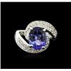 Image 1 : 14KT White Gold 3.90ct Tanzanite and Diamond Ring