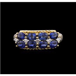 10KT Yellow Gold 1.85ctw Blue Sapphire and Diamond Ring