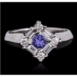 14KT White Gold 0.33ct Tanzanite and Diamond Ring