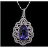 Image 1 : 14KT White Gold 8.01ct Tanzanite and Diamond Pendant With Chain