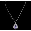 Image 2 : 14KT White Gold 8.01ct Tanzanite and Diamond Pendant With Chain