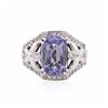 Image 1 : 14KT White Gold 4.16ct Blue Tourmaline and Diamond Ring