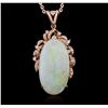 Image 2 : 14KT Rose Gold 19.53ct Opal and Diamond Pendant With Chain