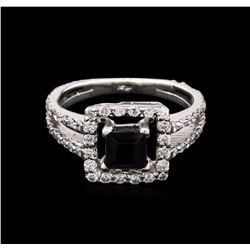 0.50ct Black Onyx and Diamond Ring - 14KT White Gold