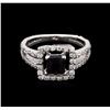 Image 1 : 0.50ct Black Onyx and Diamond Ring - 14KT White Gold