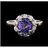 Image 1 : 14KT White Gold 2.23ct Tanzanite and Diamond Ring