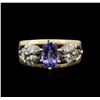 Image 1 : 1.02ct Tanzanite and Diamond Ring - 14KT Yellow Gold