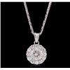 Image 1 : 14KT White Gold 0.94ctw Diamond Pendant With Chain