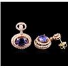 Image 2 : 14KT Rose Gold 4.26ctw Tanzanite and Diamond Earrings