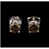Image 1 : 14KT White Gold 1.15ctw Fancy Brown Diamond Stud Earrings