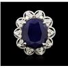 Image 1 : 14KT White Gold 10.12ct Sapphire and Diamond Ring