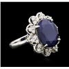 Image 2 : 14KT White Gold 10.12ct Sapphire and Diamond Ring