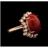 Image 2 : 6.67ct Coral and Diamond Ring - 14KT Rose Gold