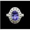 Image 1 : 14KT White Gold 3.47ct Tanzanite and Diamond Ring