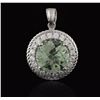 Image 1 : 14KT White Gold 3.05ct Green Amethyst and Diamond Pendant