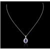 Image 1 : 14KT White Gold 3.29ct Tanzanite and Diamond Pendant With Chain