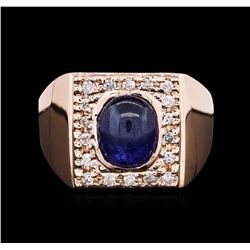 14KT Rose Gold 4.31ct Sapphire and Diamond Ring