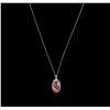 Image 1 : 5.22ctw Multi Sapphire and Diamond Pendant With Chain - 14KT White Gold