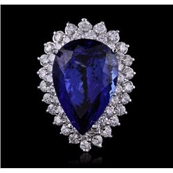 14KT White Gold GIA Certified 24.90ct Tanzanite and Diamond Ring