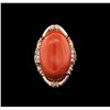 Image 1 : 14KT Rose Gold 16.11ct Pink Coral and Diamond Ring
