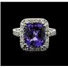 Image 1 : 14KT White Gold 6.14ct Tanzanite and Diamond Ring