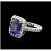 Image 2 : 14KT White Gold 6.14ct Tanzanite and Diamond Ring