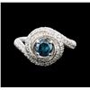 Image 1 : 14KT White Gold 1.29ctw Fancy Blue Diamond Ring