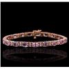 Image 1 : 14KT Rose Gold 17.25ctw Pink Sapphire and Diamond Bracelet