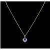 Image 2 : 3.11ct Tanzanite and Diamond Pendant With Chain - 14KT Yellow Gold